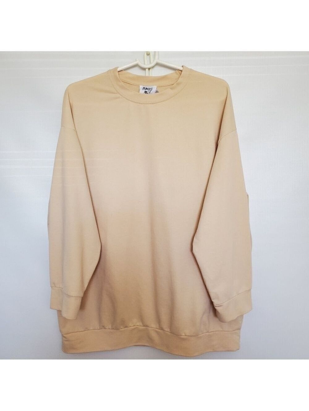 PRINCESS POLLY OVERSIZE SHIRT PULLOVER  CREW NECK LONG SLEEVES CREAM WOMENS (2)